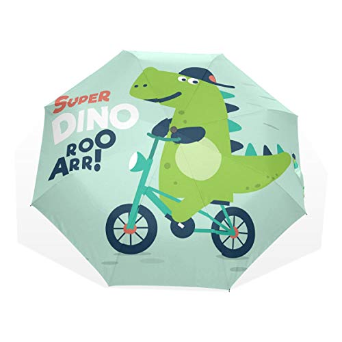 ISAOA Automatischer Reise-Regenschirm,kompakt,faltbar,Netter Dinosaurier,Winddicht Stockschirm,Ultraleicht,UV-Schutz,Regenschirm f¨¹r Damen,Herren und Kinder von ISAOA