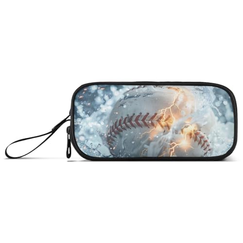 ISAOA Baseball-Federmäppchen mit Wasserspritzer, großes Fassungsvermögen, 3 Fächer, tragbar, große Aufbewahrung, Federmäppchen für Teenager, Jungen, Mädchen, Erwachsene, Studenten von ISAOA