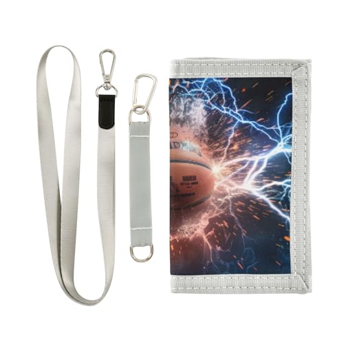 ISAOA Basketball-Lightning-Design Kinder-Geldbörse für Jungen und Mädchen, Kleinkind, dreifach gefaltete Geldbörse mit Münzfach mit Reißverschluss und Kartenhaltern, Neuheit Geldbörse für von ISAOA