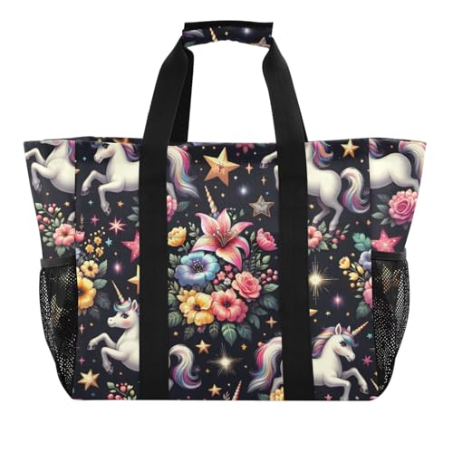 ISAOA Bezaubernde Strandtasche mit Einhörnern und Blumen für Damen, groß, wasserdicht, für Reisen, Pool, Yoga, Krankenschwester, Einkaufstasche ISAOA Bezaubernde Strandtasche mit Einhörnern und Blumen für Damen, groß, wasserdicht, für Reisen, Pool, Yoga, Krankenschwester, Einkaufstasche von ISAOA