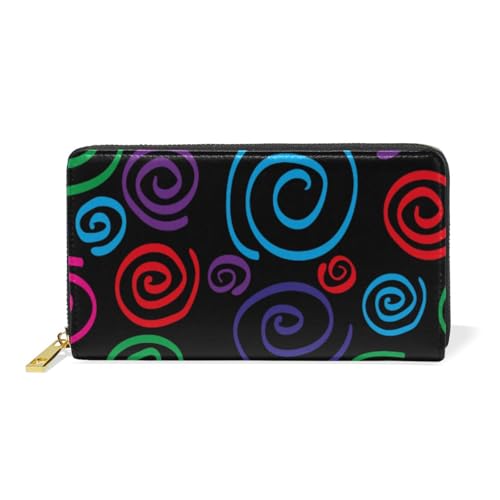 ISAOA Bunte Geldbörse aus Leder mit geometrischem Muster, multifunktional, mit Reißverschluss, Clutch, großes Fassungsvermögen, Kartenhalter, 19 cm, #01, Einheitsgröße, modisch von ISAOA