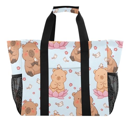 ISAOA Capybara Strandtasche mit Blumenmotiv für Damen, groß, wasserdicht, für Strand, Reisen, Pool, Yoga, Krankenschwester, Einkaufstasche ISAOA Capybara Strandtasche mit Blumenmotiv für Damen, groß, wasserdicht, für Strand, Reisen, Pool, Yoga, Krankenschwester, Einkaufstasche von ISAOA