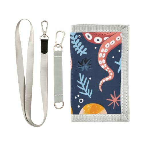 ISAOA Cartoon-Oktopus-Kindergeldbörse für Jungen und Mädchen, Kleinkind, dreifach gefaltete Geldbörse mit Münzfach mit Reißverschluss und Kartenhaltern, Neuheit Geldbörse für von ISAOA