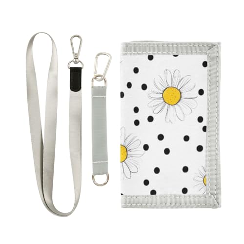ISAOA Daisy and Dots Kinder-Geldbörse für Jungen und Mädchen, Kleinkind, dreifach gefaltete Geldbörse mit Münzfach mit Reißverschluss und Kartenhaltern, Neuheit Geldbörse für von ISAOA