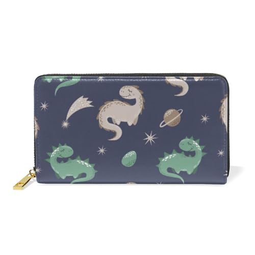 ISAOA Dinosaurier- und Eier-Geldbörse, nahtlos, Leder, multifunktional, mit Reißverschluss, Clutch, großes Fassungsvermögen, Kartenhalter, 19 cm, #01, Einheitsgröße, modisch von ISAOA