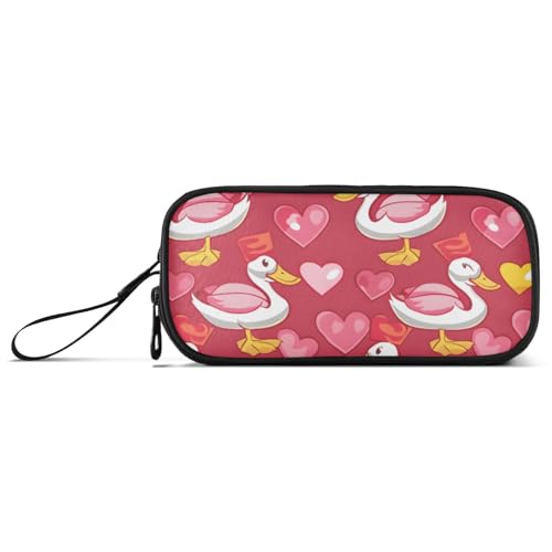 ISAOA Ducks and Love Federmäppchen mit großem Fassungsvermögen, 3 Fächer, tragbar, große Aufbewahrung, Federmäppchen für Teenager, Jungen, Mädchen, Erwachsene, Studenten, Enten und Liebe von ISAOA