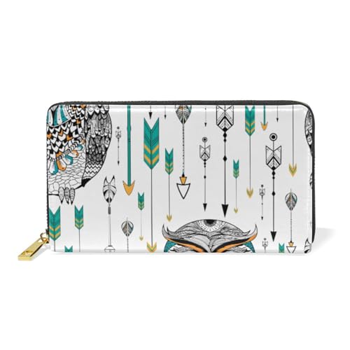 ISAOA Eule Boho Azteken Bohemian Leder Geldbörse Geldbörse, Multifunktions-Handtasche, Reißverschluss, Clutch, großes Fassungsvermögen, Kartenhalter, 19 cm, #01, Einheitsgröße, modisch von ISAOA