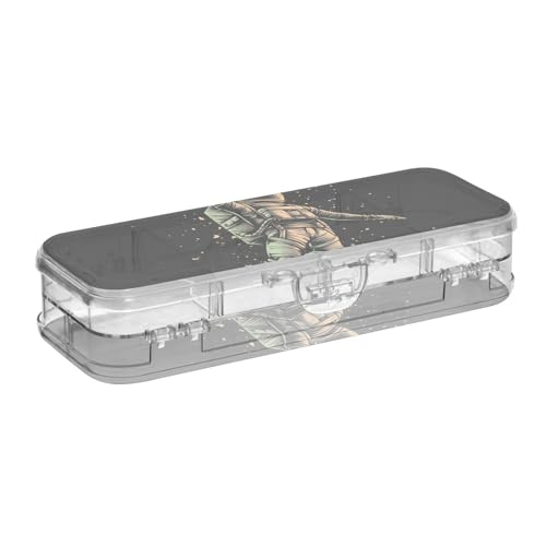 ISAOA Federmäppchen, Basketball-Schuss-Astronauten-Bleistift-Box mit Schnappdeckel, doppelstöckiges transparentes Schreibwaren-Federmäppchen mit 4 Linealen, zur Unterteilung von Stiften, Organizer für von ISAOA