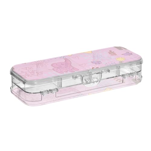 ISAOA Federmäppchen, Cartoon-Elefant, rosa Stiftebox mit Schnappdeckel, doppelstöckiges transparentes Schreibwaren-Federmäppchen mit 4 Linealen, zur Unterteilung von Stiften, Organizer für Schule ISAOA Federmäppchen, Cartoon-Elefant, rosa Stiftebox mit Schnappdeckel, doppelstöckiges transparentes Schreibwaren-Federmäppchen mit 4 Linealen, zur Unterteilung von Stiften, Organizer für Schule von ISAOA