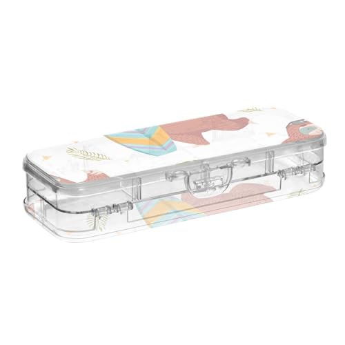 ISAOA Federmäppchen, Cartoon-Faultier mit Surfbrett, Stiftebox mit Schnappdeckel, doppelstöckiges transparentes Schreibwaren-Federmäppchen mit 4 Linealen, zur Unterteilung von Stiften, Organizer für von ISAOA