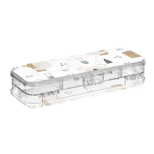 ISAOA Federmäppchen, Cartoon-Tier-Koala mit Blumen, Stiftebox mit Schnappdeckel, doppelstöckiges transparentes Schreibwaren-Federmäppchen mit 4 Linealen, zur Unterteilung von Stiften, Organizer für von ISAOA