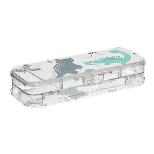 ISAOA Federmäppchen, Dinosaurier-Baum, Stiftebox mit Schnappdeckel, doppelstöckiges transparentes Schreibwaren-Federmäppchen mit 4 Linealen, zur Unterteilung von Stiften, Organizer für Schule, Büro von ISAOA