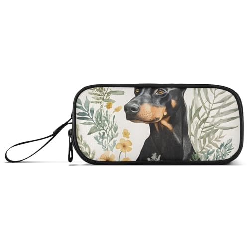 ISAOA Federmäppchen, Motiv: Deutscher Schäferhund, Blumengras, großes Fassungsvermögen, 3 Fächer, Federmäppchen, tragbar, große Aufbewahrung, Federmäppchen für Teenager, Jungen, Mädchen, Erwachsene von ISAOA