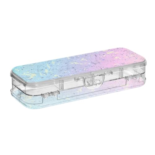 ISAOA Federmäppchen, Regenbogen-Universum, Stiftebox mit Schnappdeckel, doppelstöckiges transparentes Schreibwaren-Federmäppchen mit 4 Linealen, zur Unterteilung von Stiften, Organizer für Schule von ISAOA