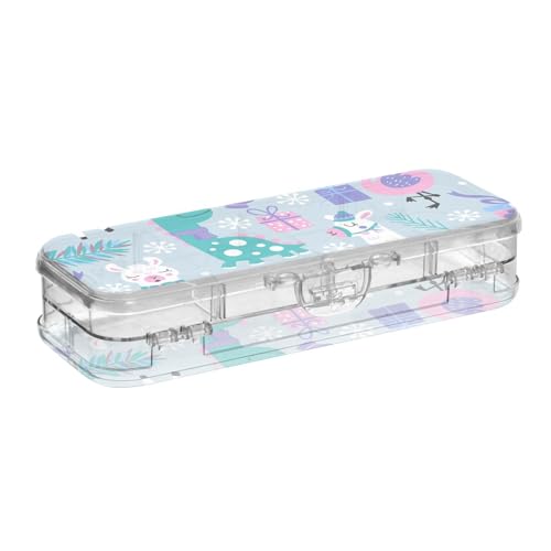 ISAOA Federmäppchen, Urlaubstiere, Lama, Faultier, Dinosaurier, Stiftebox mit Schnappdeckel, doppelstöckiges transparentes Schreibwaren-Federmäppchen mit 4 Linealen, Trennung, Stift-Aufbewahrung von ISAOA