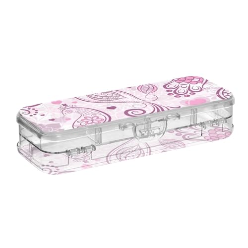 ISAOA Federmäppchen, bunt, schöne Pfauen-Bleistiftbox mit Schnappdeckel, doppelstöckiges transparentes Schreibwaren-Federmäppchen mit 4 Linealen, zur Unterteilung von Stiften, Organizer für Schule von ISAOA