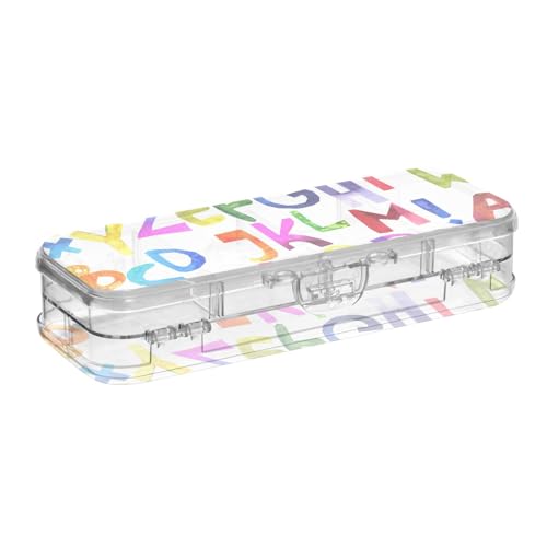 ISAOA Federmäppchen, buntes Alphabet-Bleistift-Etui mit Schnappdeckel, doppelstöckiges transparentes Schreibwaren-Federmäppchen mit 4 Linealen, zur Unterteilung von Stiften, Organizer für Schule, Büro von ISAOA