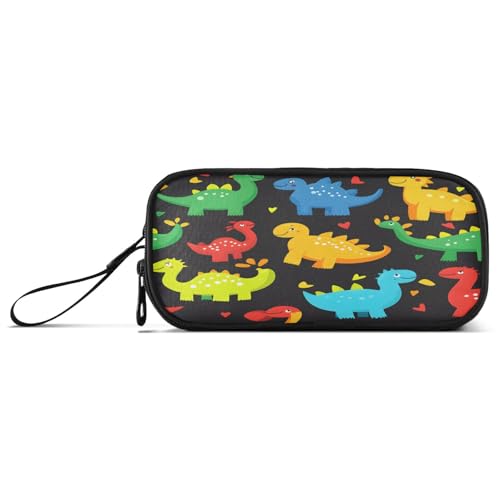 ISAOA Federmäppchen, großes Fassungsvermögen, Federmäppchen mit 3 Fächern, Schreibwaren-Tasche, bunt, Dinosaurier-Liebe, für Schule und Bürobedarf von ISAOA