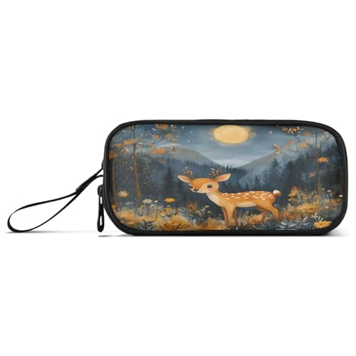 ISAOA Federmäppchen, großes Fassungsvermögen, Federmäppchen mit 3 Fächern, Schreibwaren-Tasche Little Deer Moon für Schule & Bürobedarf von ISAOA