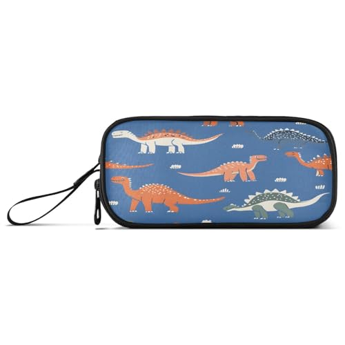 ISAOA Federmäppchen, großes Fassungsvermögen, Federmäppchen mit 3 Fächern, Schreibwarenbeutel, Grün, Orange, Weiß, Dinosaurier, für Schule & Bürobedarf von ISAOA