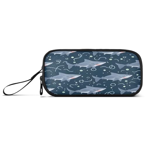 ISAOA Federmäppchen, großes Fassungsvermögen, Federmäppchen mit 3 Fächern, Schreibwarenbeutel, Haifisch-Muster, für Schule & Bürobedarf von ISAOA