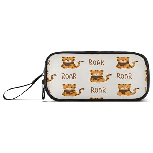 ISAOA Federmäppchen, großes Fassungsvermögen, Federmäppchen mit 3 Fächern, Schreibwarenbeutel, Schal, Orange Tiger, für Schule & Bürobedarf von ISAOA