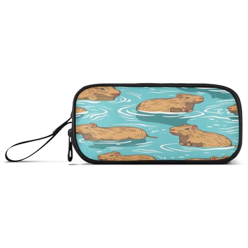 ISAOA Federmäppchen, großes Fassungsvermögen, Federmäppchen mit 3 Fächern, Schreibwarenbeutel Capybaras im Wasser für Schule & Bürobedarf von ISAOA