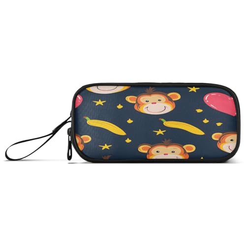 ISAOA Federmäppchen, großes Fassungsvermögen, Stifteetui mit 3 Fächern, Schreibwaren-Tasche, Affen, Bananen, Liebe, für Schule & Bürobedarf von ISAOA