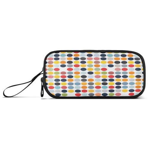 ISAOA Federmäppchen, großes Fassungsvermögen, Stifteetui mit 3 Fächern, Schreibwaren-Tasche, bunte Wellen-Punkte, für Schule und Bürobedarf von ISAOA