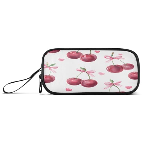 ISAOA Federmäppchen, großes Fassungsvermögen, Stifteetui mit 3 Fächern, Schreibwarenbeutel, Kirschschleife für Schule & Bürobedarf von ISAOA