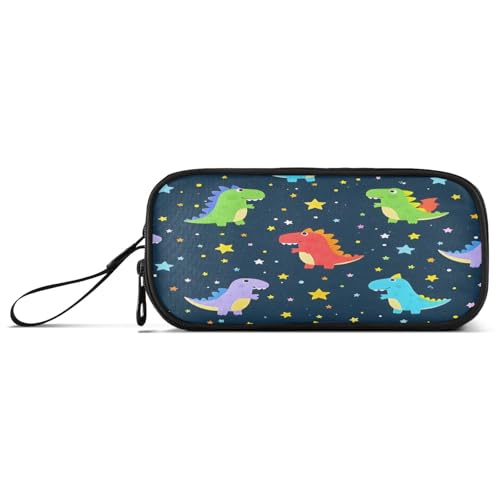 ISAOA Federmäppchen, großes Fassungsvermögen, Stifteetui mit 3 Fächern, Schreibwarenbeutel, Violett, Rot, Dinosaurier-Sterne, für Schule & Bürobedarf von ISAOA