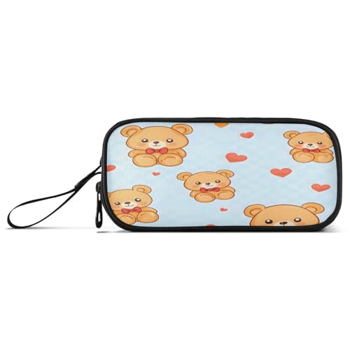 ISAOA Federmäppchen, großes Fassungsvermögen, Stifteetui mit 3 Fächern, Schreibwarenbeutel Love Bear für Schule & Bürobedarf von ISAOA