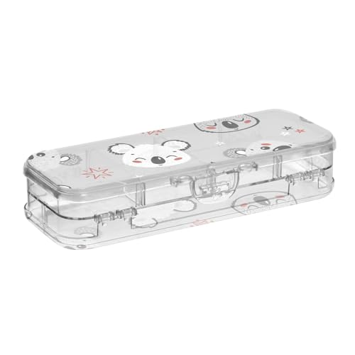 ISAOA Federmäppchen, niedliche Koalabären, Sterne, Stiftebox mit Schnappdeckel, doppelstöckiges transparentes Schreibwaren-Federmäppchen mit 4 Linealen, zur Unterteilung von Stiften, Organizer für von ISAOA