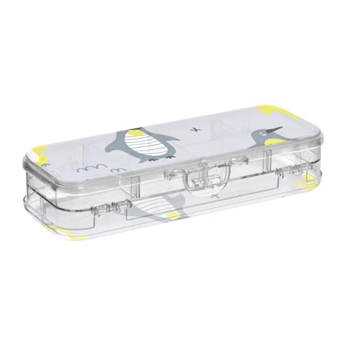 ISAOA Federmäppchen, niedliche neugierige Pinguine, graue Stiftebox mit Schnappdeckel, doppelstöckiges transparentes Schreibwaren-Federmäppchen mit 4 Linealen, zur Unterteilung von Stiften, Organizer ISAOA Federmäppchen, niedliche neugierige Pinguine, graue Stiftebox mit Schnappdeckel, doppelstöckiges transparentes Schreibwaren-Federmäppchen mit 4 Linealen, zur Unterteilung von Stiften, Organizer von ISAOA