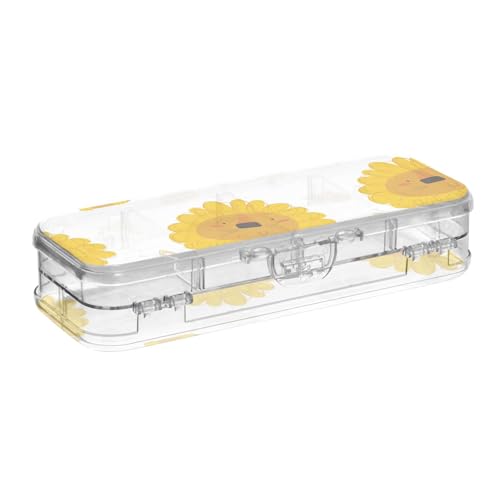 ISAOA Federmäppchen, niedlicher kleiner Löwe, Stiftebox mit Schnappdeckel, doppelstöckiges transparentes Schreibwaren-Federmäppchen mit 4 Linealen, zur Unterteilung von Stiften, Organizer für Schule von ISAOA