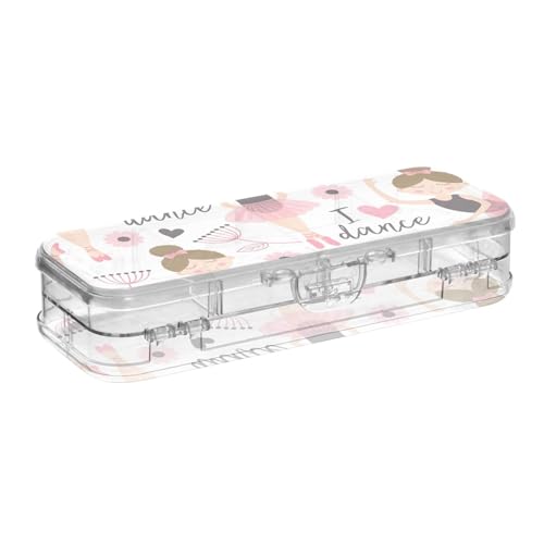 ISAOA Federmäppchen, niedliches Ballerina-Mädchen mit Herzen, Stiftebox mit Schnappdeckel, doppelstöckig, transparent, Schreibwaren-Federmäppchen mit 4 Linealen, Trennung, Stift-Aufbewahrung ISAOA Federmäppchen, niedliches Ballerina-Mädchen mit Herzen, Stiftebox mit Schnappdeckel, doppelstöckig, transparent, Schreibwaren-Federmäppchen mit 4 Linealen, Trennung, Stift-Aufbewahrung von ISAOA