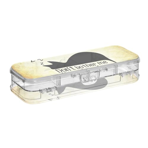 ISAOA Federmäppchen, schwarze Katze, schlafende Bleistifte, Box mit Schnappdeckel, doppelstöckiges transparentes Schreibwaren-Federmäppchen mit 4 Linealen, zur Unterteilung von Stiften, Organizer für von ISAOA