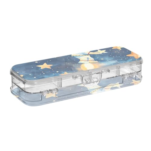 ISAOA Federmäppchen Astronauten halten Stern in den Händen, Stiftebox mit Schnappdeckel, doppelstöckiges transparentes Schreibwaren-Federmäppchen mit 4 Linealen, Fächer, Stiftaufbewahrung, Organizer ISAOA Federmäppchen Astronauten halten Stern in den Händen, Stiftebox mit Schnappdeckel, doppelstöckiges transparentes Schreibwaren-Federmäppchen mit 4 Linealen, Fächer, Stiftaufbewahrung, Organizer von ISAOA