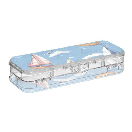 ISAOA Federmäppchen Boote in einem riesigen Ozean-Bleistiftbox mit Schnappdeckel, doppelstöckiges transparentes Schreibwaren-Federmäppchen mit 4 Linealen, zur Unterteilung von Stiften, Organizer für ISAOA Federmäppchen Boote in einem riesigen Ozean-Bleistiftbox mit Schnappdeckel, doppelstöckiges transparentes Schreibwaren-Federmäppchen mit 4 Linealen, zur Unterteilung von Stiften, Organizer für von ISAOA