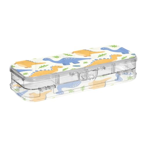 ISAOA Federmäppchen Dinosaurier und Eier Bleistifte Box mit Schnappdeckel, doppelstöckiges transparentes Schreibwaren-Federmäppchen mit 4 Linealen, zur Unterteilung von Stiften, Organizer für Schule von ISAOA