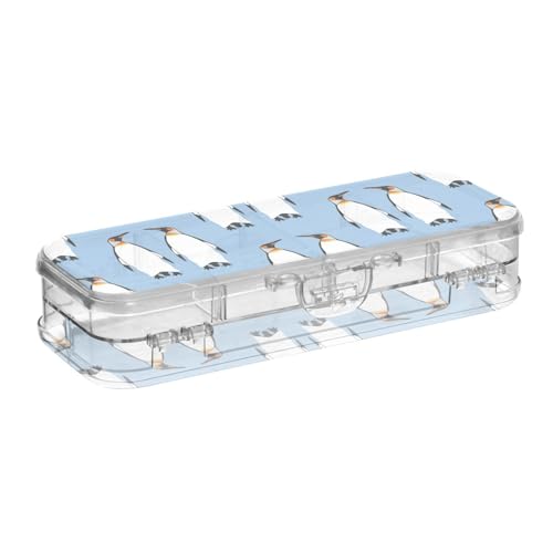 ISAOA Federmäppchen Pinguin, nahtlos, mit Schnappdeckel, doppelstöckiges transparentes Schreibwaren-Federmäppchen mit 4 Linealen, zur Unterteilung von Stiften, Organizer für Schule, Büro von ISAOA