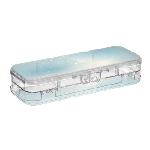 ISAOA Federmäppchen Wald und Nachthimmel Stiftebox mit Schnappdeckel, doppelstöckiges transparentes Schreibwaren-Federmäppchen mit 4 Linealen, zur Unterteilung von Stiften, Organizer für Schule, Büro von ISAOA