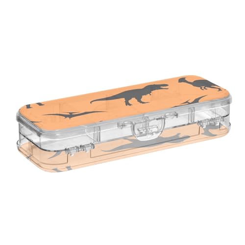 ISAOA Federmäppchen World Dinosaurier-Stiftebox mit Schnappdeckel, doppelstöckig, transparent, Schreibwaren-Federmäppchen mit 4 Linealen, Fächer, Stiftaufbewahrung, Organizer für Schule, Büro von ISAOA