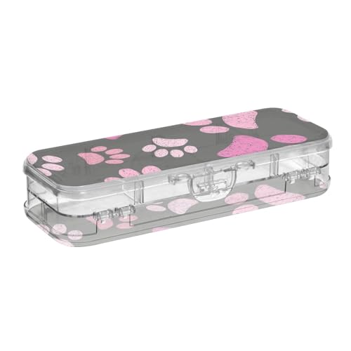 ISAOA Federmäppchen für 9J Bleistifte, Box mit Schnappdeckel, doppelstöckiges transparentes Schreibwaren-Federmäppchen mit 4 Linealen, zur Unterteilung von Stiften, Organizer für Schule, Büro von ISAOA