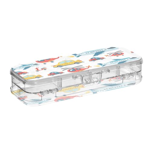 ISAOA Federmäppchen für Kinder, Cartoon-Transport-Bleistiftbox mit Schnappdeckel, doppelstöckiges transparentes Schreibwaren-Federmäppchen mit 4 Linealen, zur Unterteilung von Stiften, Organizer für von ISAOA