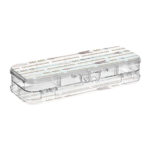 ISAOA Federmäppchen im Vintage-Stil, Pfeil-Box mit Schnappdeckel, doppelstöckiges transparentes Schreibwaren-Federmäppchen mit 4 Linealen, zur Unterteilung von Stiften, Organizer für Schule, Büro von ISAOA