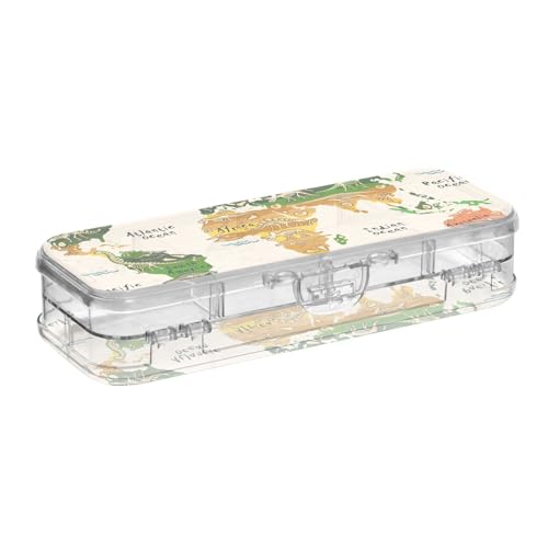 ISAOA Federmäppchen im Vintage-Stil mit Dinosauriern, Stiftebox mit Schnappdeckel, doppelstöckiges transparentes Schreibwaren-Federmäppchen mit 4 Linealen, zur Unterteilung von Stiften, Organizer für von ISAOA