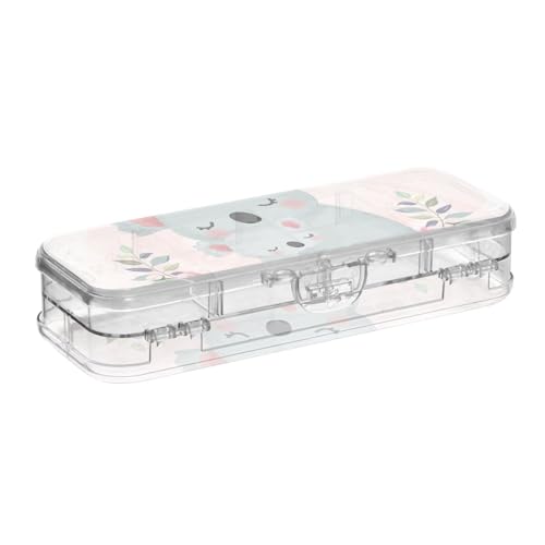 ISAOA Federmäppchen mit Blumen-Motiv und Schnappdeckel, doppelstöckiges transparentes Schreibwaren-Federmäppchen mit 4 Linealen, zur Unterteilung von Stiften, Organizer für Schule, Büro von ISAOA