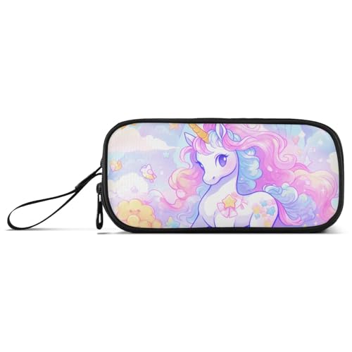 ISAOA Federmäppchen mit Cartoon-Einhorn, Regenbogen, großes Fassungsvermögen, 3 Fächer, tragbar, große Aufbewahrung, Federmäppchen für Teenager, Jungen, Mädchen, Erwachsene, Studenten von ISAOA