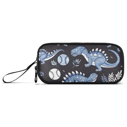 ISAOA Federmäppchen mit Dinosaurier-Baseball-Cartoon-Motiv, großes Fassungsvermögen, 3 Fächer, tragbar, große Aufbewahrungsbox, Bleistifttasche für Teenager, Jungen, Mädchen, Erwachsene, Studenten von ISAOA